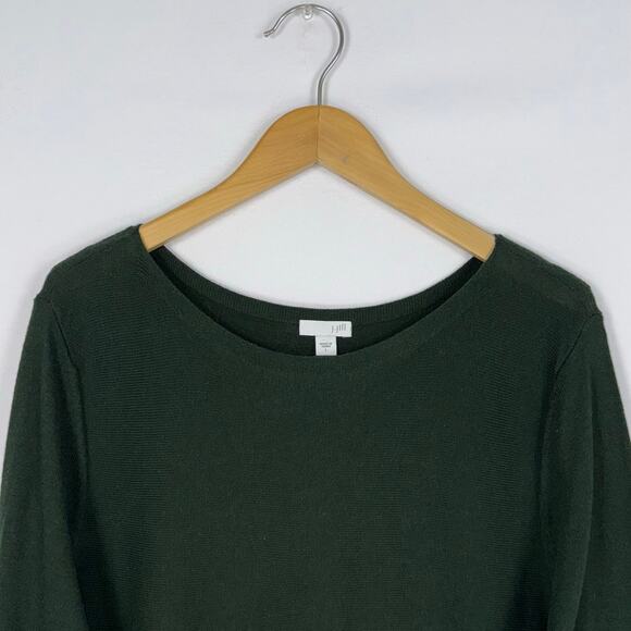 J Jill Women's Olivia Boatneck Tunic Sweater Large Hunter Green - Picture 3 of 12